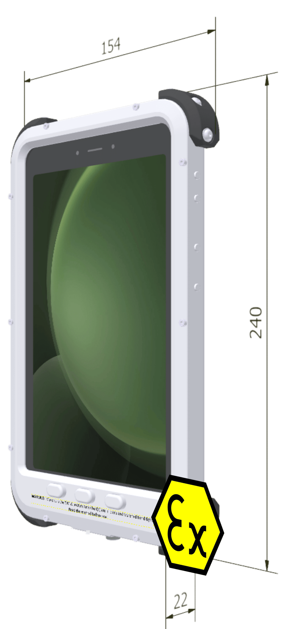 Atexxo explosion-proof Samsung Galaxy Tab Active 5, side view