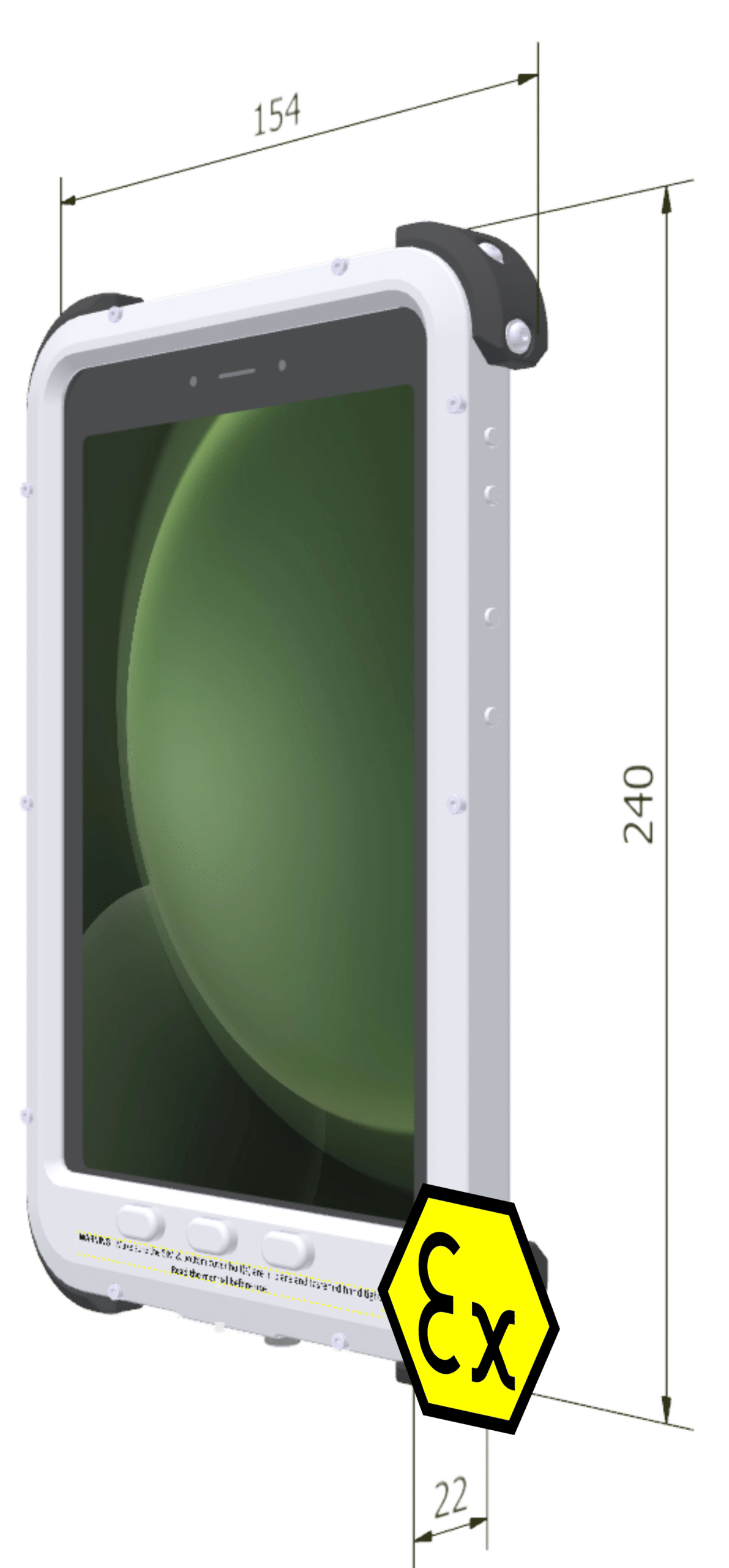 Atexxo explosion-proof Samsung Galaxy Tab Active 5, side view