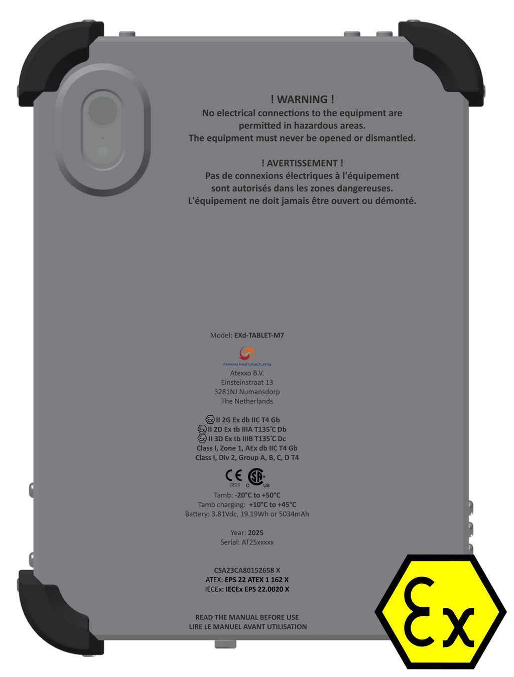Atexxo explosion-proof iPad mini 7, Ex Zone 1 marking